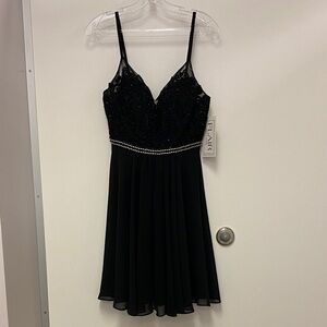 Elegant Black Dress with Beaded Waist